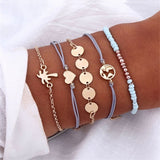 Bohemian Shell Map Turtle Bracelet Set