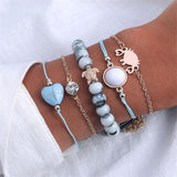 Bohemian Shell Map Turtle Bracelet Set