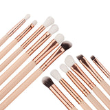 12Pcs Professional Eyes Makeup Brushes Set Wood