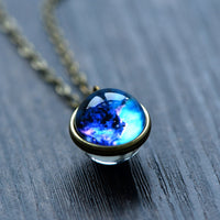 Galaxy Double Sided Pendant Necklace Glass