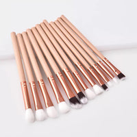 12Pcs Professional Eyes Makeup Brushes Set Wood