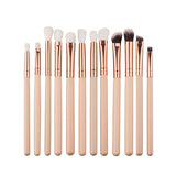 12Pcs Professional Eyes Makeup Brushes Set Wood