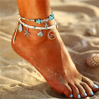 Bohemian Starfish Stone Anklets Set