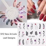 Nail Stickers Green Leaf Flamingo Flowers Feather Water Decals  Manicure