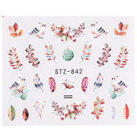 Nail Stickers Green Leaf Flamingo Flowers Feather Water Decals  Manicure