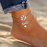 Bohemian Starfish Stone Anklets Set