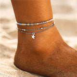 Bohemian Starfish Stone Anklets Set