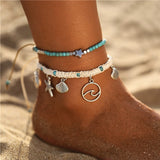 Bohemian Starfish Stone Anklets Set