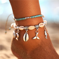 Bohemian Starfish Stone Anklets Set