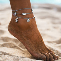 Bohemian Starfish Stone Anklets Set