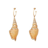 Sea Shell Pendant Earrings Gold