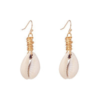 Sea Shell Pendant Earrings Gold