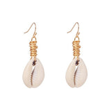 Sea Shell Pendant Earrings Gold