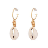 Sea Shell Pendant Earrings Gold