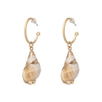 Sea Shell Pendant Earrings Gold