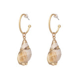 Sea Shell Pendant Earrings Gold