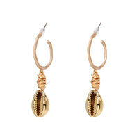 Sea Shell Pendant Earrings Gold