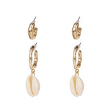 Sea Shell Pendant Earrings Gold