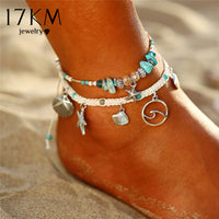 Bohemian Starfish Stone Anklets Set