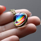 Galaxy Double Sided Pendant Necklace Glass