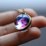 Galaxy Double Sided Pendant Necklace Glass