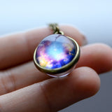 Galaxy Double Sided Pendant Necklace Glass