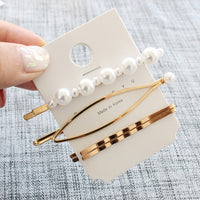 Pearl Hair Clip Set Shell Barrettes