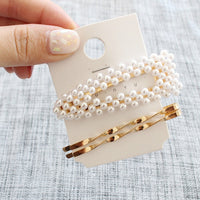 Pearl Hair Clip Set Shell Barrettes